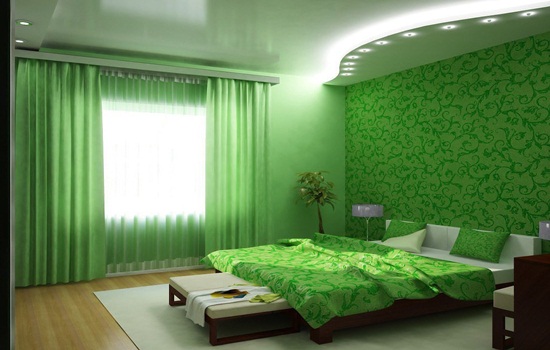 Зеленые обои в спальню – особенности декорирования